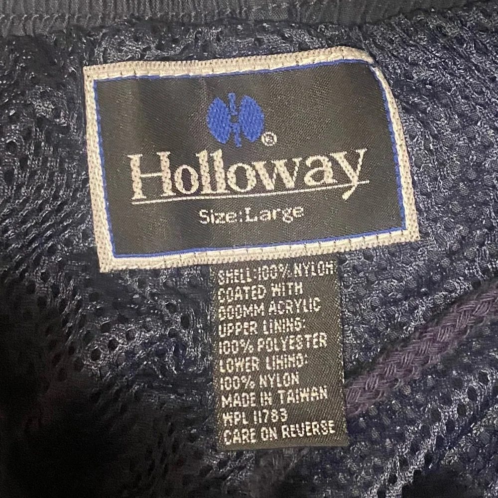 Holloway Large Tear Away Pants Lined Snap Button Nylon Blue Yellow White Mesh
